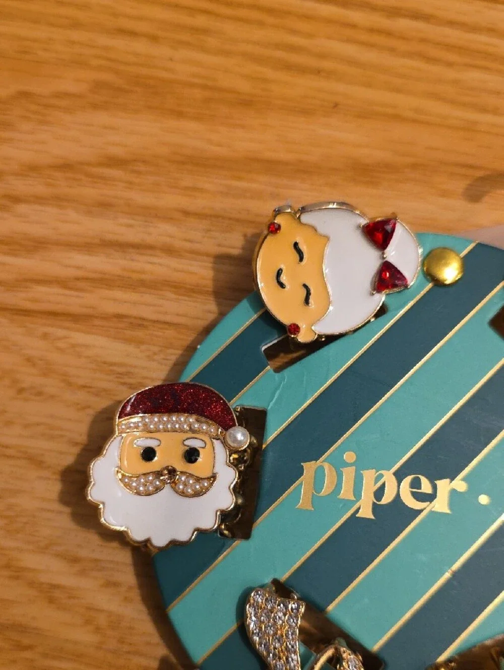 piper•k Holiday Hair Clip Set for Kids - Red, White, Gold